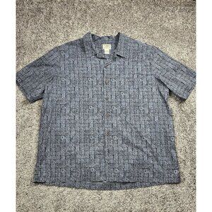 Vintage L.L. Bean Shirt Large Mens Cotton Tiki Tropic Hawaiian Tribal Camp Luau